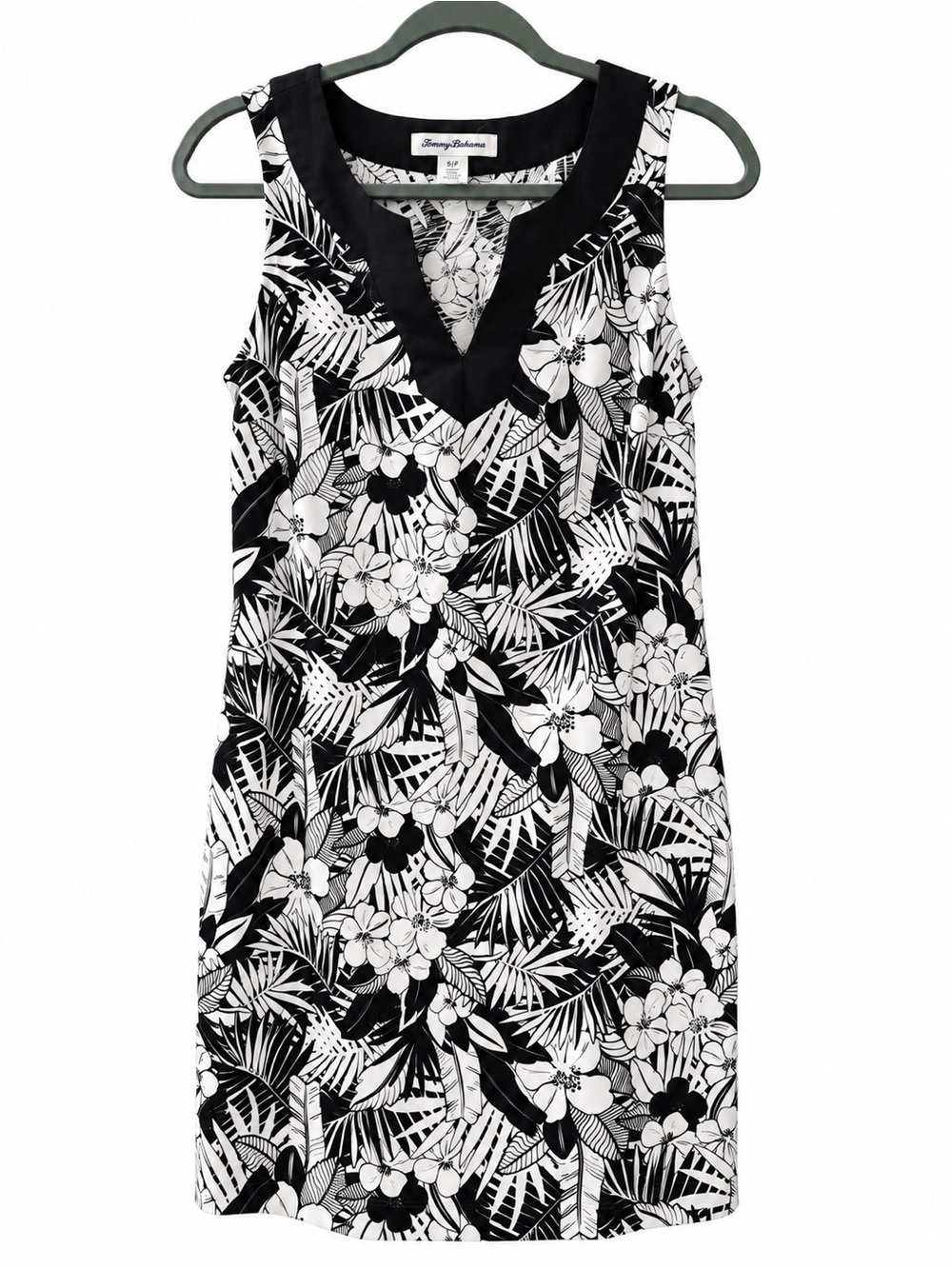 Tommy Bahama Black & White Tropical Floral Sleeveless Dress – Size S/P